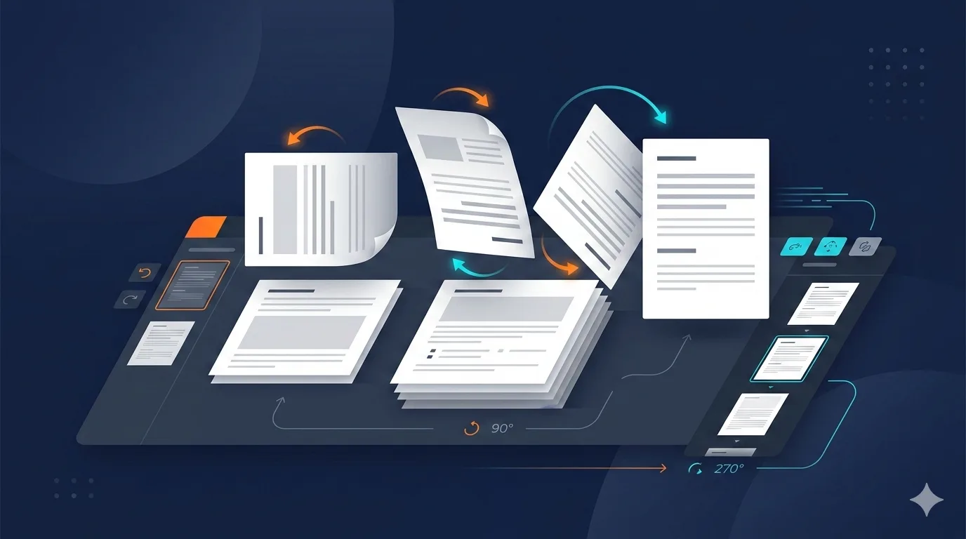 Illustration of PDF pages rotating into the correct orientation